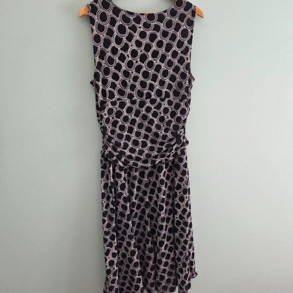 GEORGE STRETCH RUSCHED WAISTED ABSTRACT BLACK AND WHITE DRESS SIZE LARGE - Picture 5 of 12